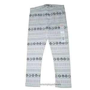 Fair Isle White Long Leggings Little Girls Pants